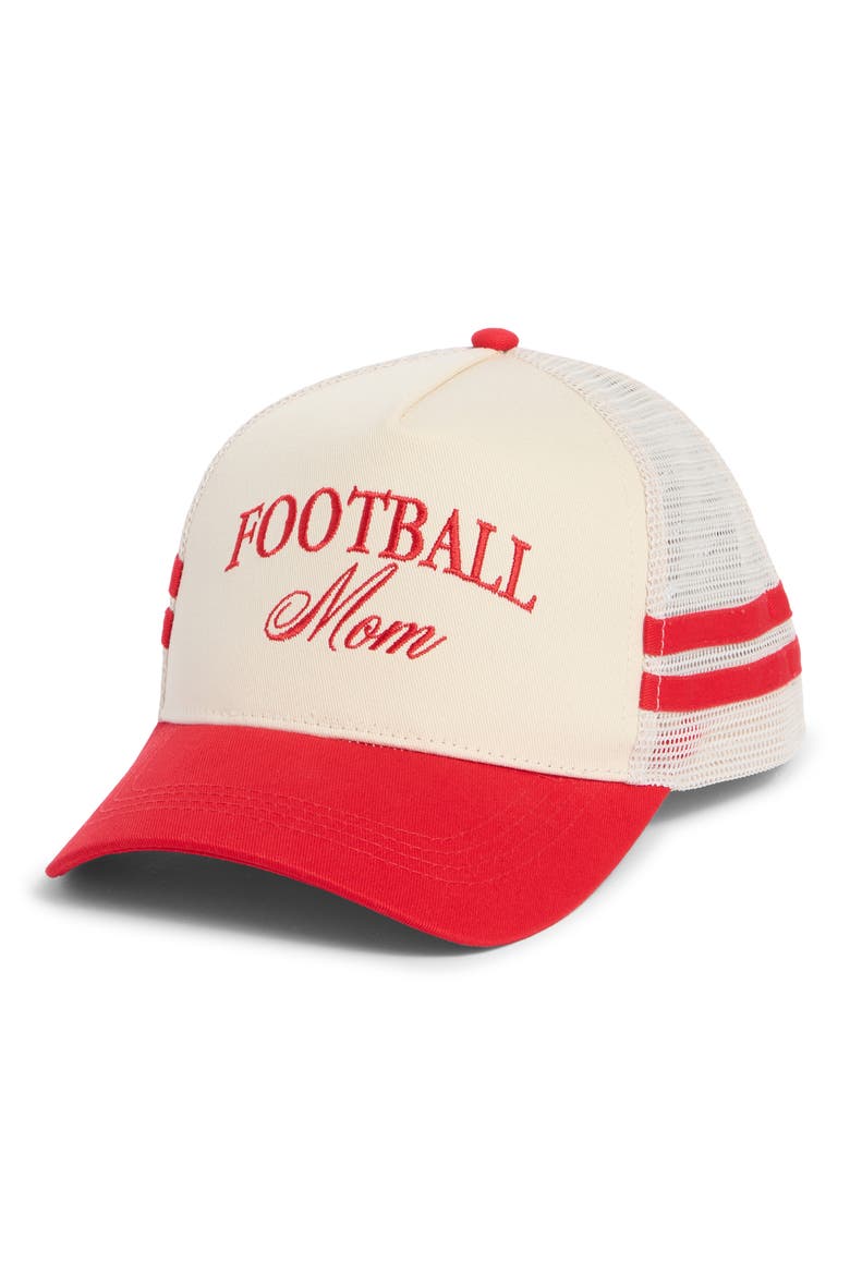 Football Mom Two-Tone Snapback Cap, Main, color, RED