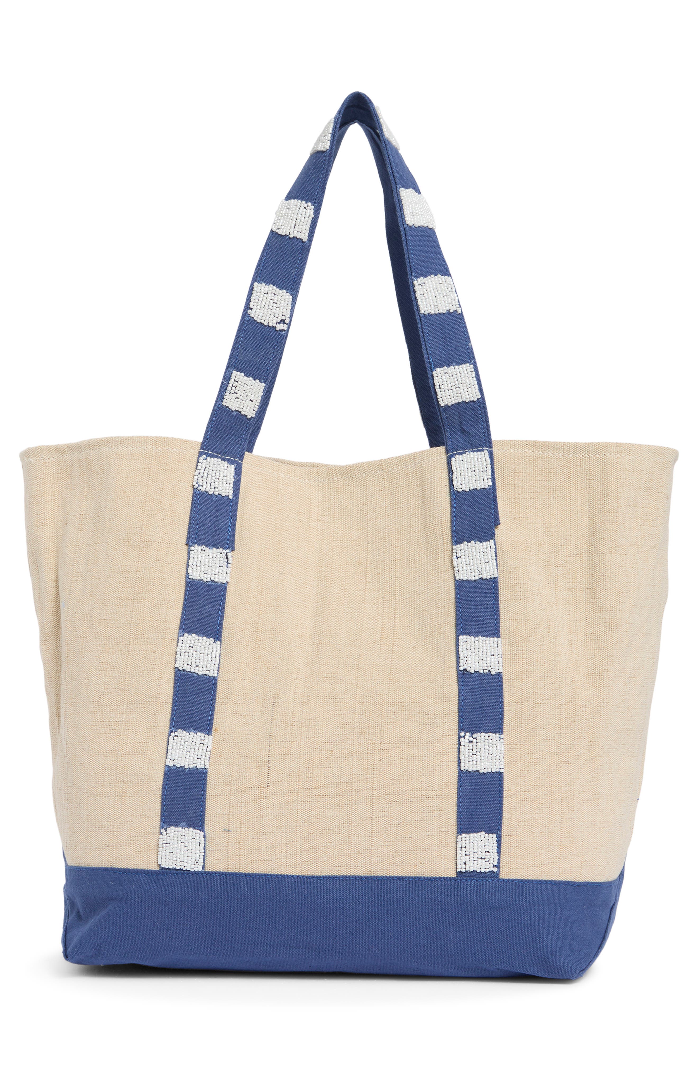 Collection XIIX Lobster Beaded Canvas Tote, Alternate, color, Blue