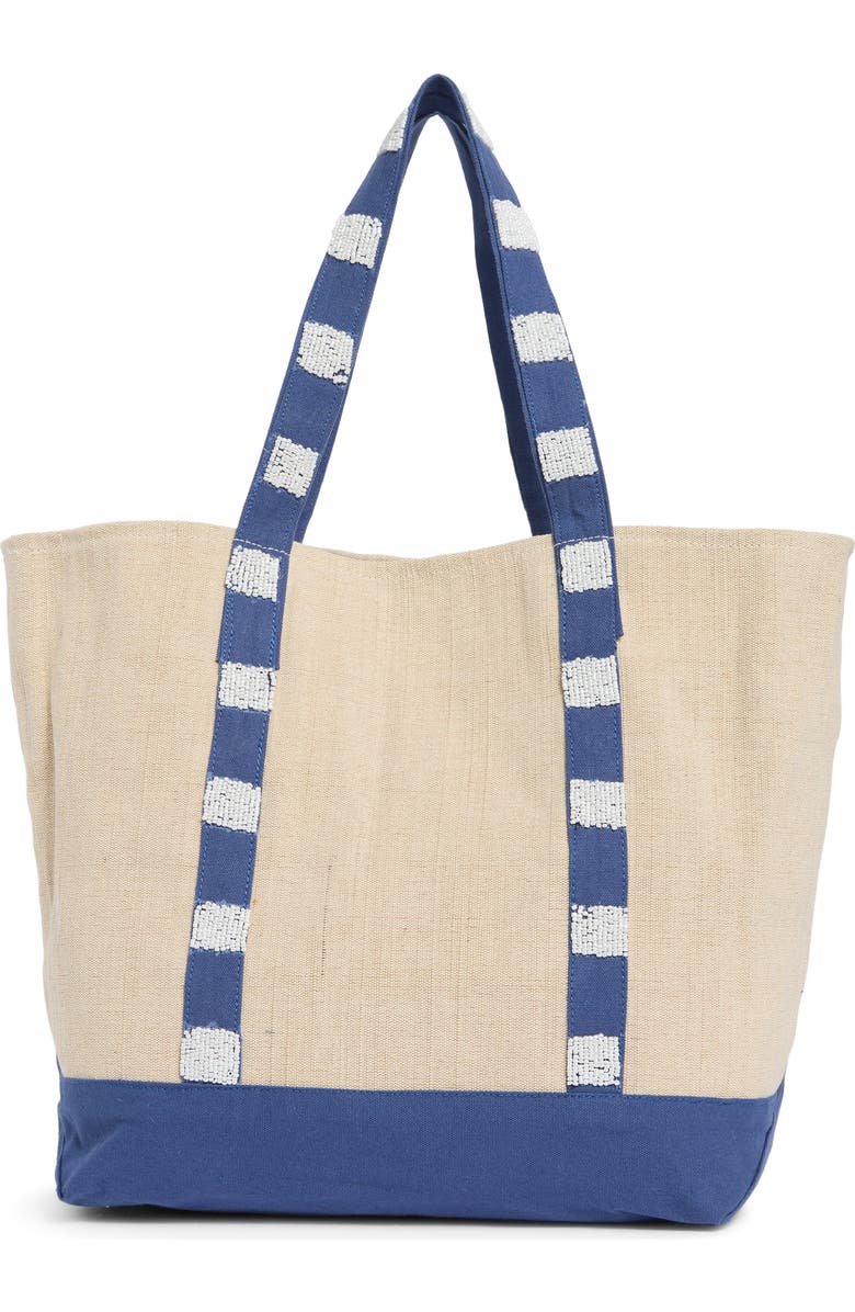 Collection XIIX Lobster Beaded Canvas Tote, Alternate, color, Blue