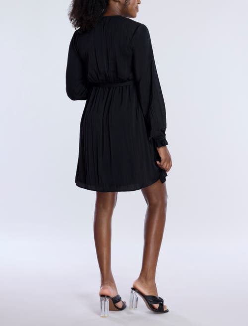 Motherhood Maternity Woven Wrap Long Sleeve Mini Dress In Black