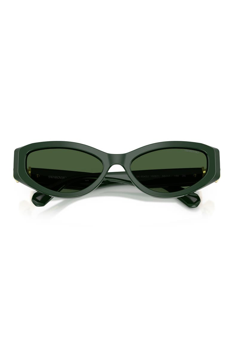 55mm Cat Eye Sunglasses, Alternate, color, DARK GREEN / DARK GREEN