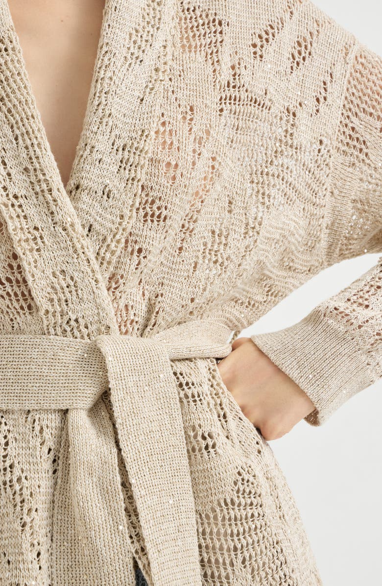 Brunello Cucinelli Dazzling water lilies cardigan, Alternate, color, Beige