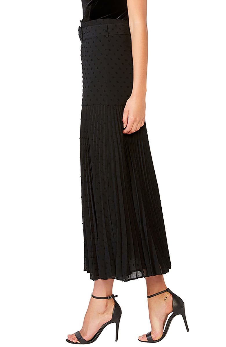 Bardot Dot Buckle Pleat Skirt, Alternate, color, 