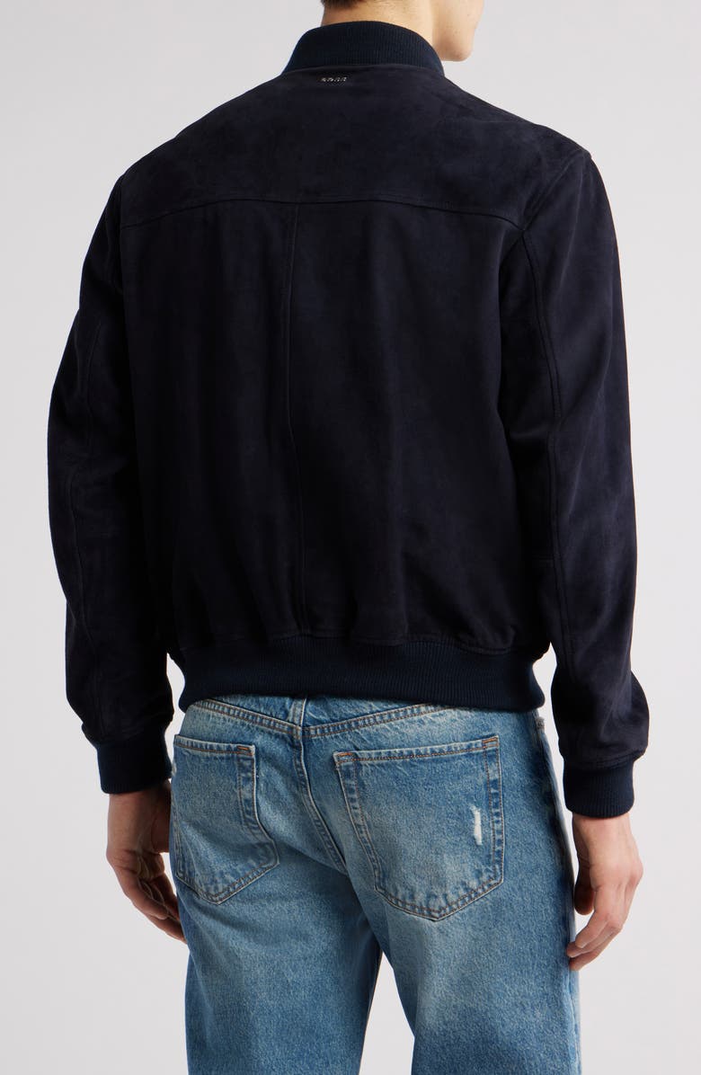 BOSS Melot Goat Suede Bomber Jacket, Alternate, color, Dark Blue