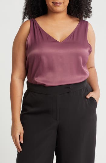 Nordstrom Double V-neck Tank In Purple