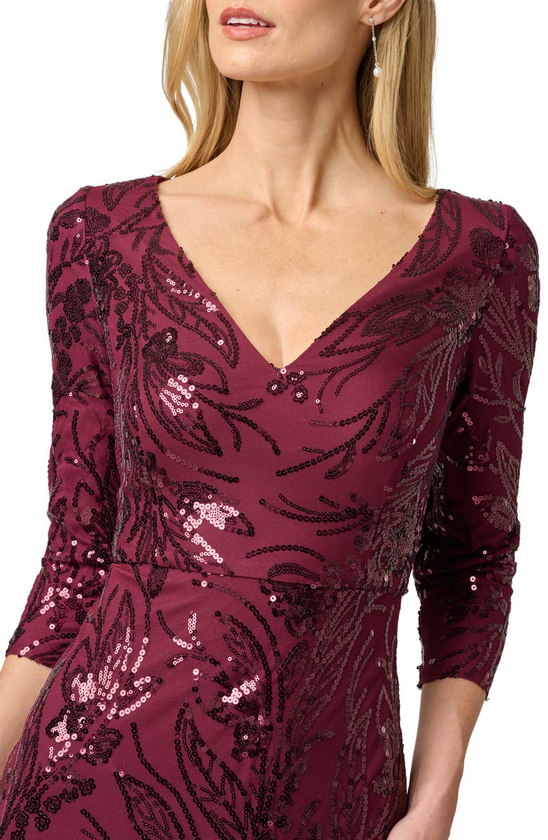 Adrianna Papell Sequin Gown, Alternate, color, Deep Wine