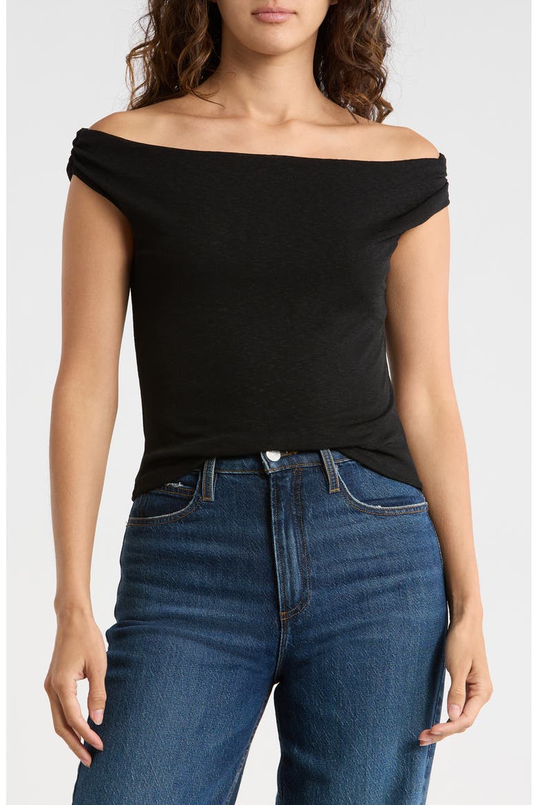 Drape Neck Off the Shoulder Top, Main, color, BLACK
