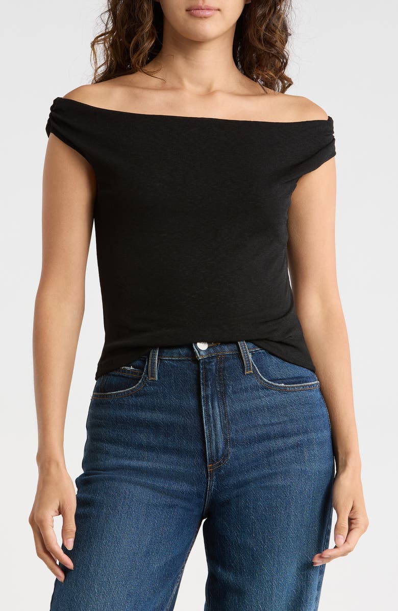 Madden Girl Drape Neck Off the Shoulder Top, Main, color, Black