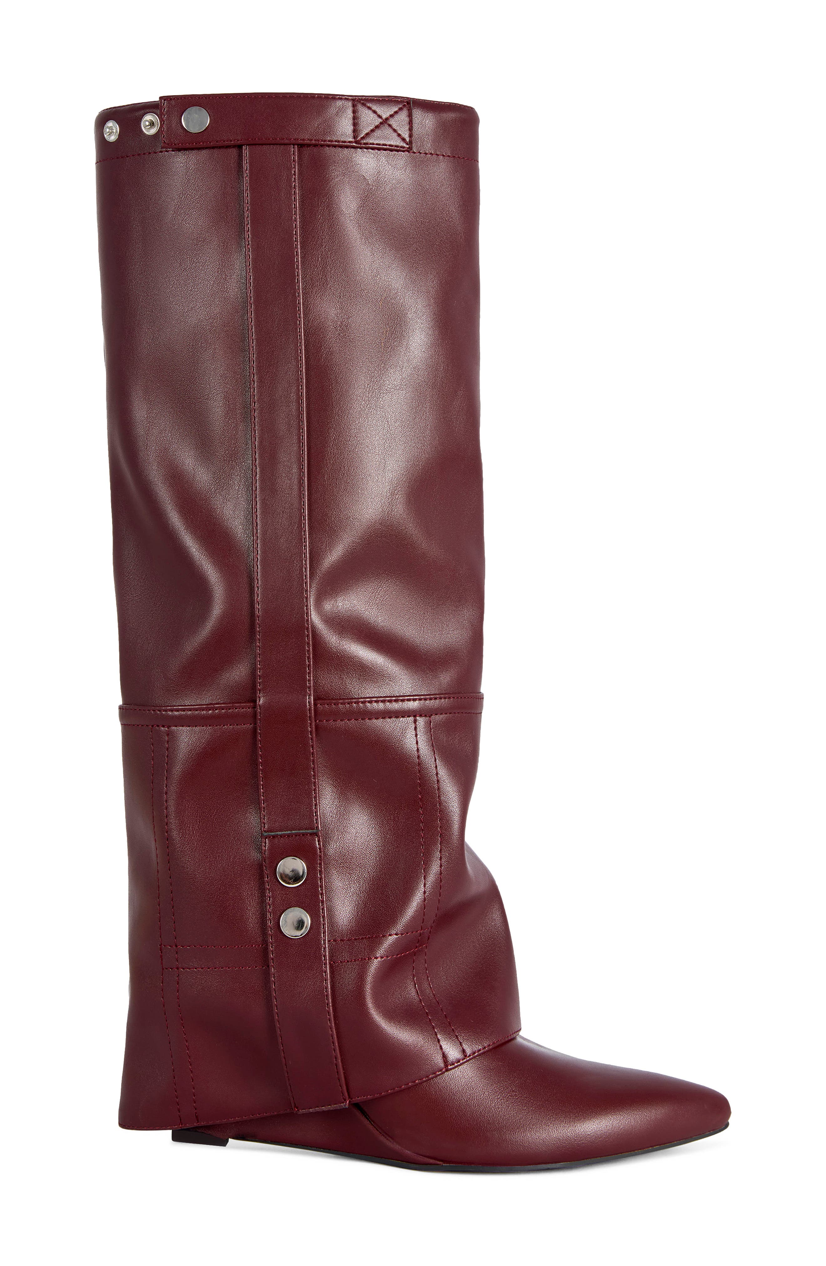 Railay Faux Leather Wedge Boot, Alternate, color, BURGUNDY