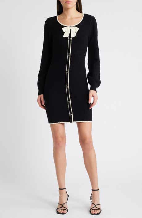 ZOE AND CLAIRE Long Sleeve Tweed Minidress