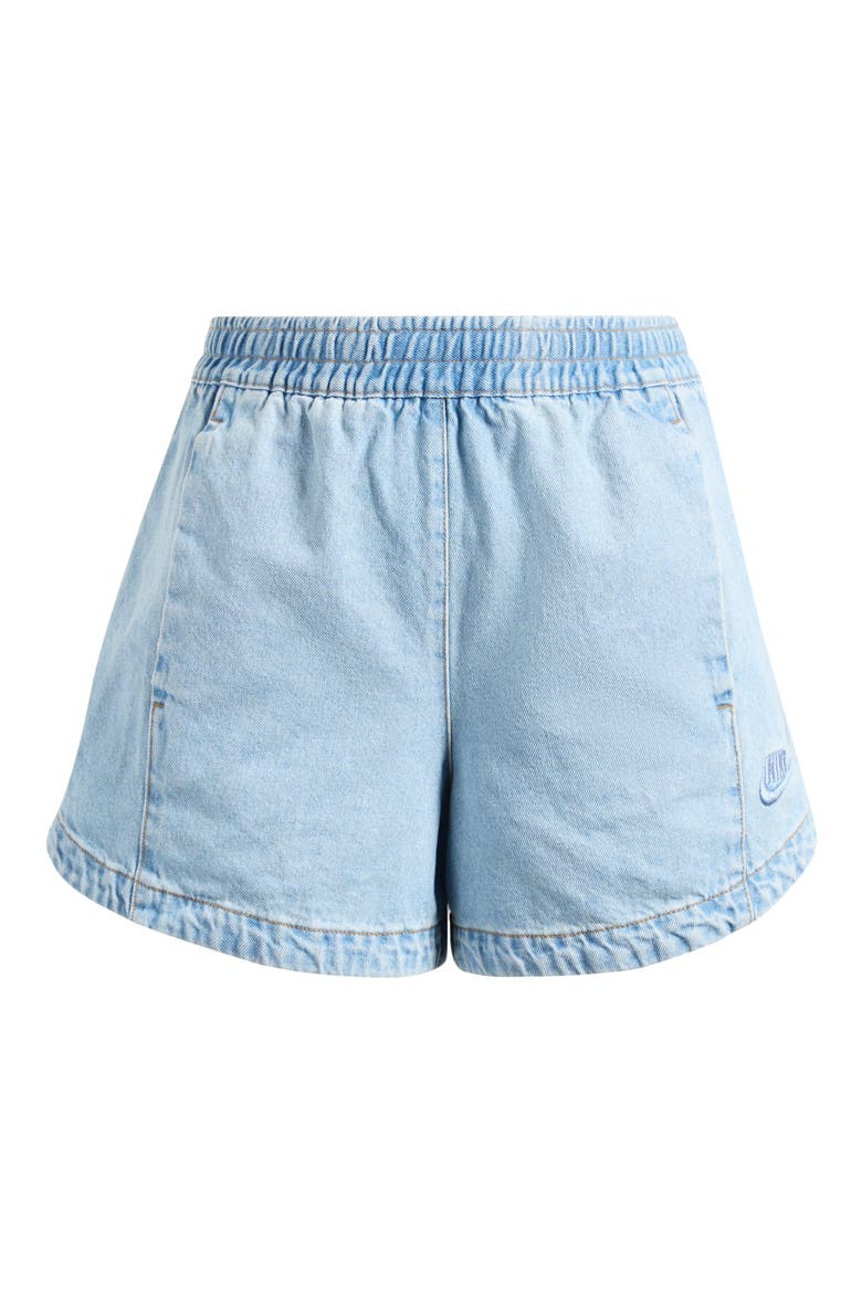 Windrunner High Waist Denim Shorts, Main, color, LIGHT BLUE/ WORK BLUE