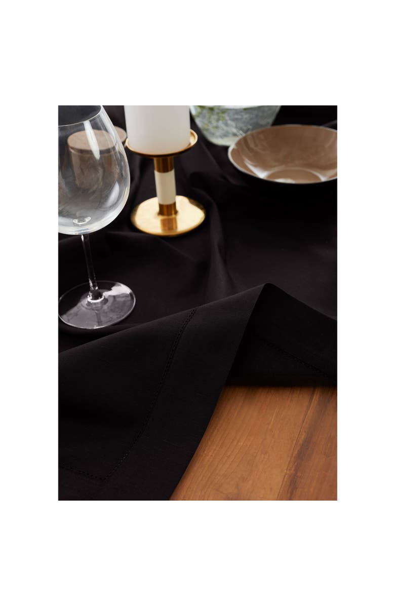Solino Home Cotton Linen Hemstitch Table Throw, 52" x 52", 52" x 52", Alternate, color, Black