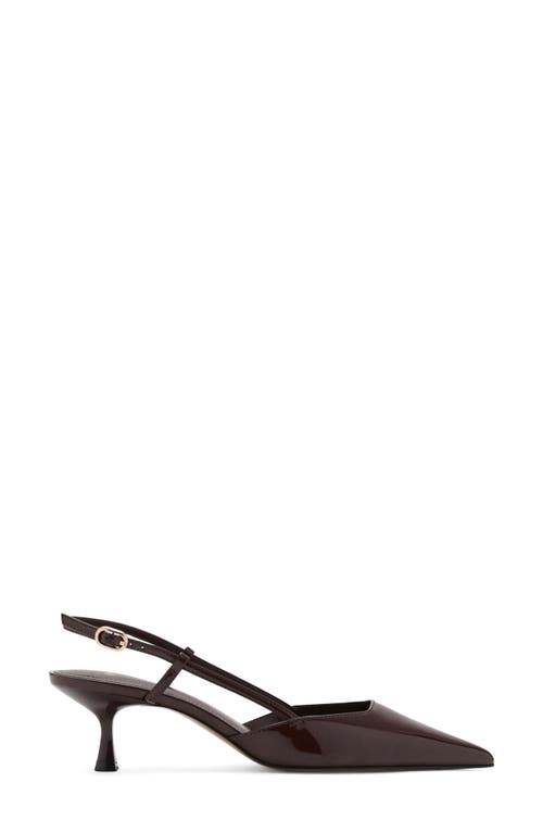 Mango Faux Leather Pointed Slingback Low Heeled Shoes In Brown
