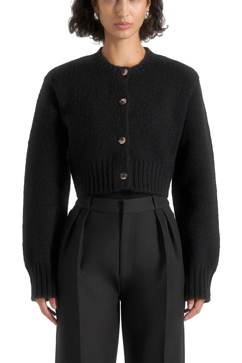 Caren Brushed Wool Knit Cardigan, Alternate, color, Black