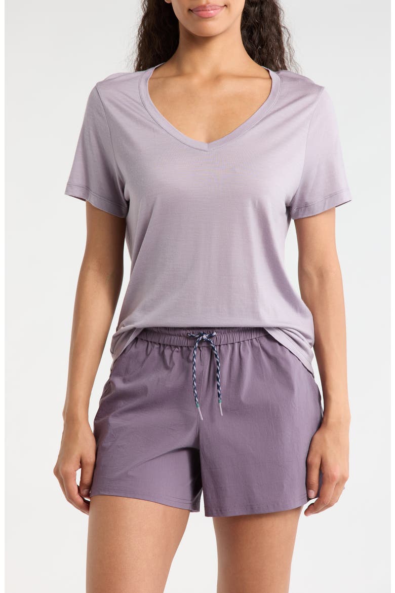 Ultralite V-Neck Short Sleeve Merino Wool Blend T-Shirt, Main, color, PURPLE STORM