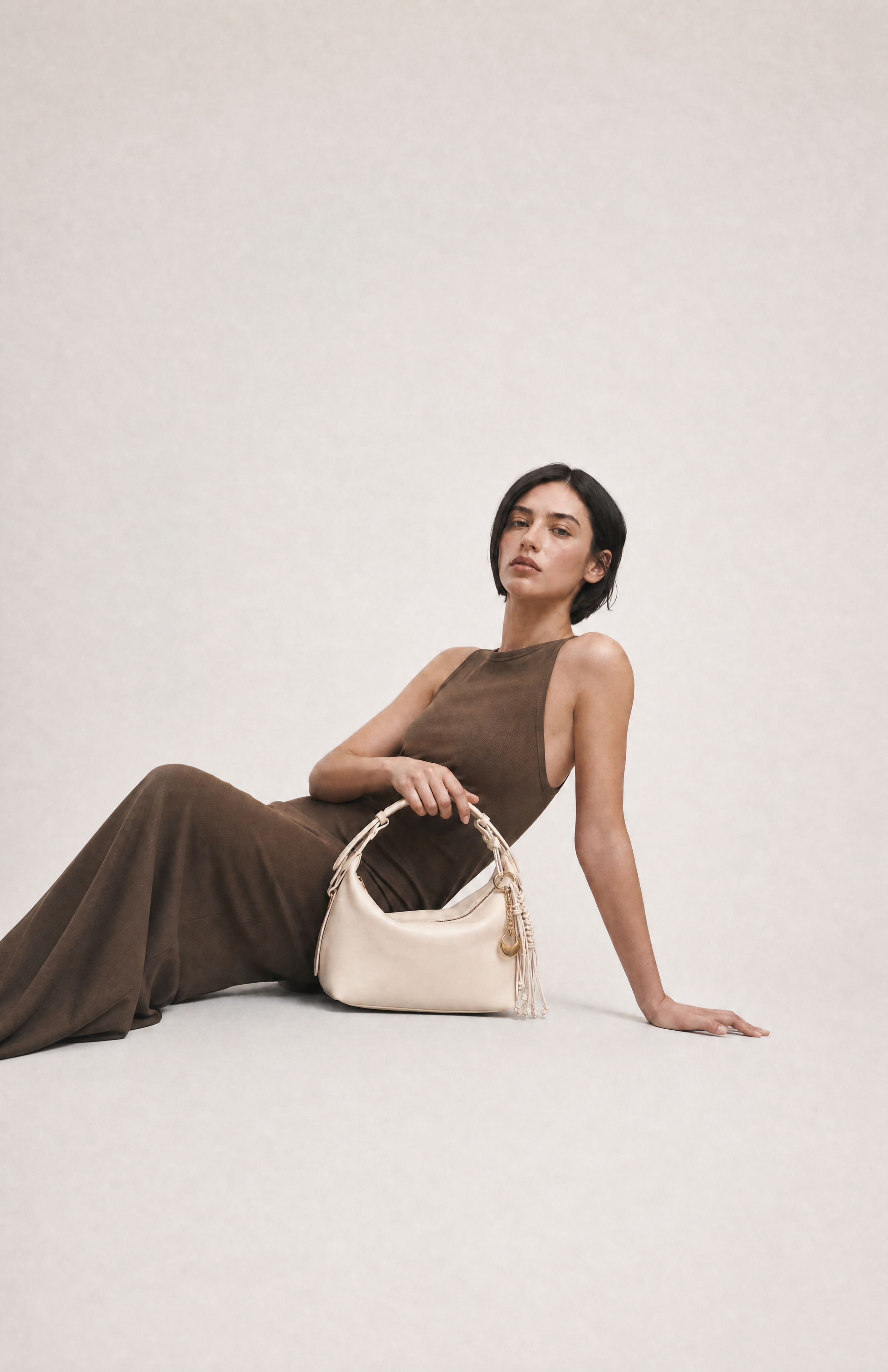 Camilla Genuine Sheep Leather Half Moon Bag, Alternate, color, Creamy White