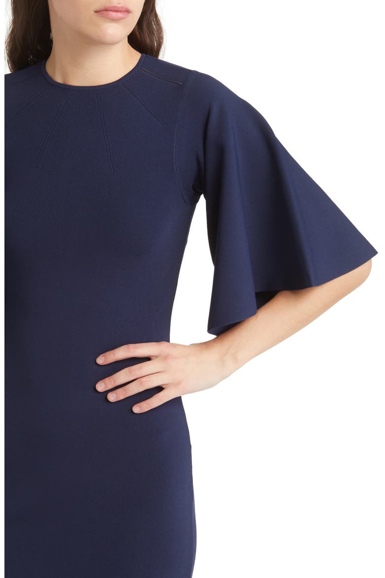 Lounia Fluted Sleeve Body-Con Sweater Dress, Alternate, color, DARK BLUE