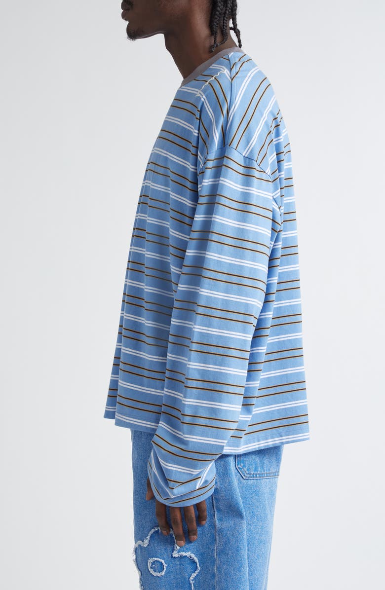 Marni Stripe Long Sleeve Cotton T-Shirt, Alternate, color, Blue Lilac