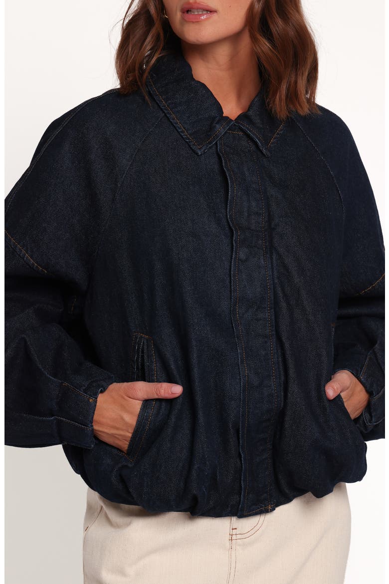 Janet Denim Bomber Jacket, Alternate, color, DARK DENIM WASH