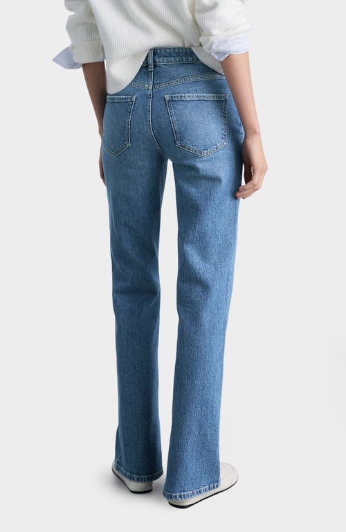Shop Mango Elle Split Hem Flare Leg Jeans In Medium Blue