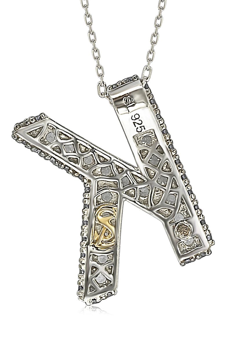 Sterling Silver Lab Created White & Blue Sapphire Accent Initial Pendant Necklace, Alternate, color, BLUE-K