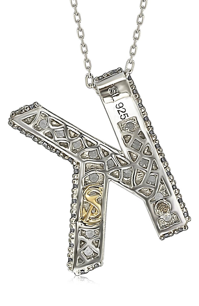 SUZY LEVIAN Sterling Silver Lab Created White & Blue Sapphire Accent Initial Pendant Necklace, Alternate, color, Blue-K