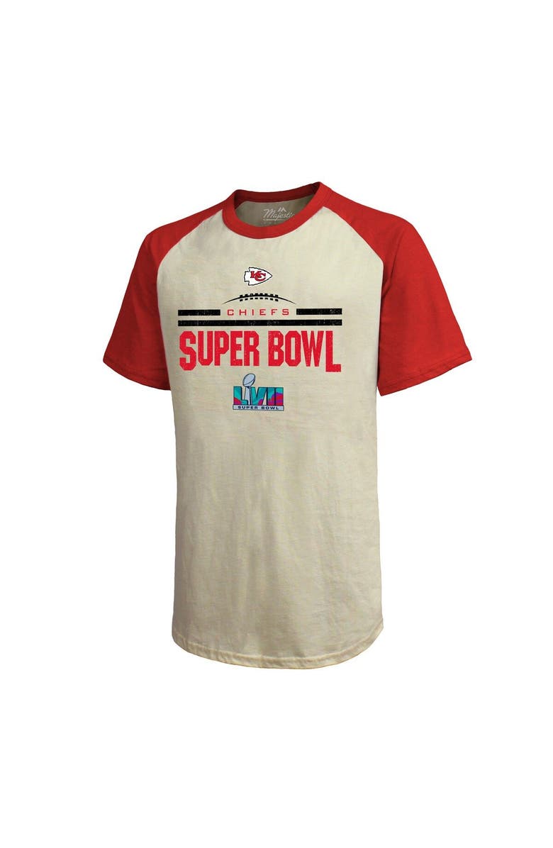Majestic Threads Men's Majestic Threads Cream/Red Kansas City Chiefs Super Bowl LVII Goal Line Stand Raglan T-Shirt, Alternate, color,