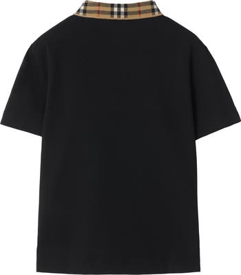 Check Collar Cotton Polo Shirt