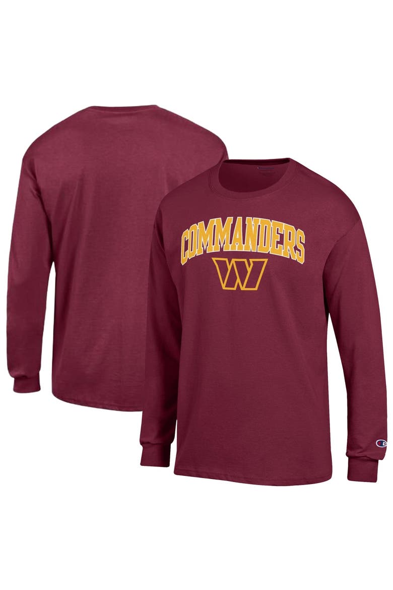 Men's Champion Burgundy Washington Commanders Arch Over Logo Long Sleeve T-Shirt, Main, color, Burgundy