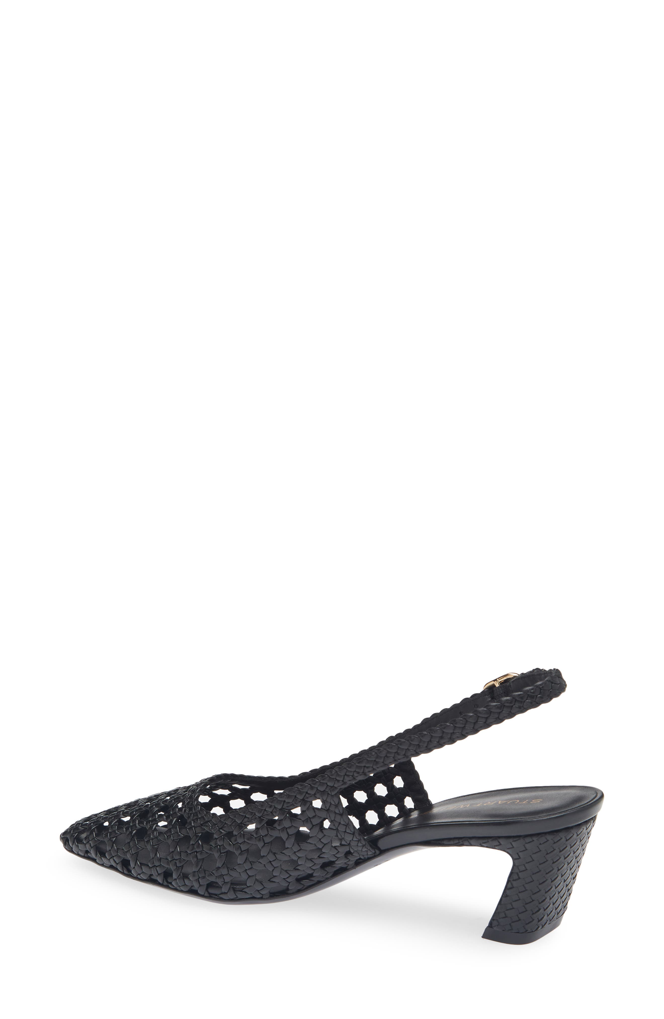 Stuart Weitzman Stassi Woven Slingback Pump, Alternate, color, Black