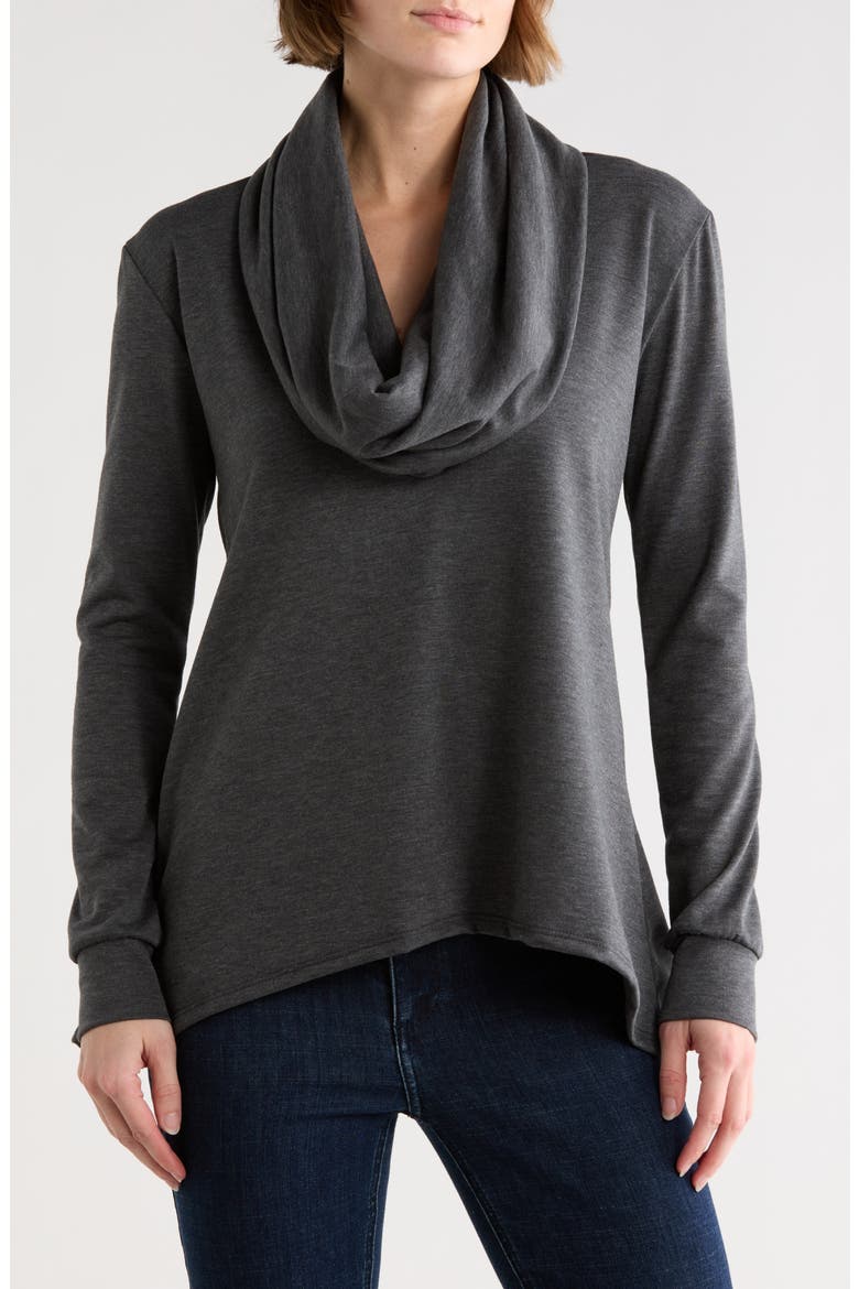 Cowl Neck Asymmetric Sweater, Main, color, DARK DULL GRAY