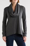 GO COUTURE Cowl Neck Asymmetric Sweater