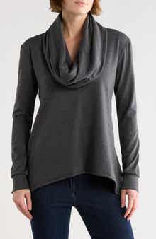 GO COUTURE Cowl Neck Asymmetric Sweater