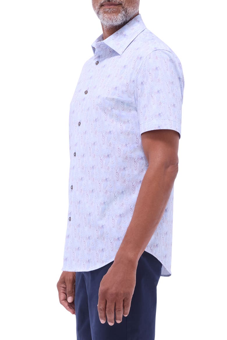 Miles OoohCotton® Leaf Print Short Sleeve Button-Up Shirt, Alternate, color, AIR BLUE