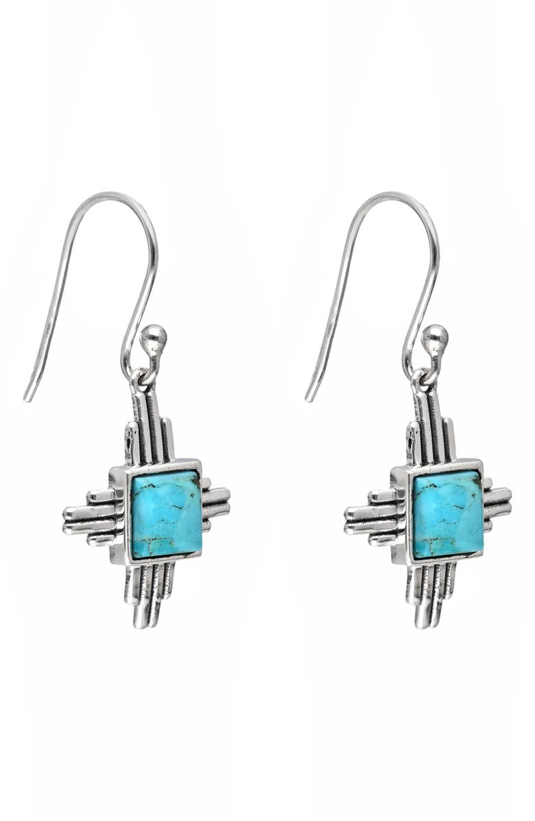 YS GEMS Square Turquoise Drop Earrings, Alternate, color,