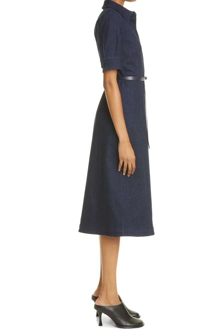 Kieran Belted Denim Serge Midi Shirtdress, Alternate, color, BERRY BLUE