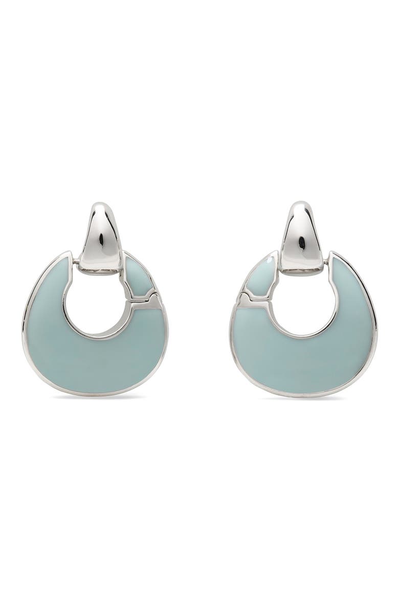 Enamel Drop Hoop Earrings, Main, color, BLUE.