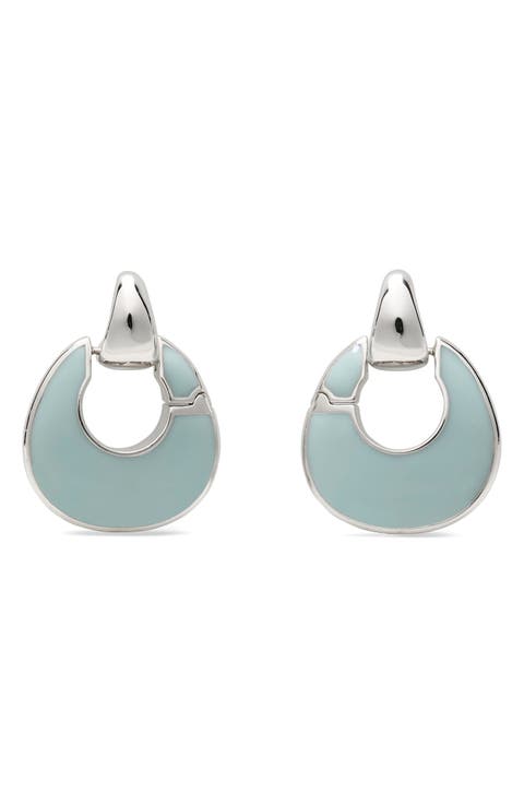 Enamel Drop Hoop Earrings