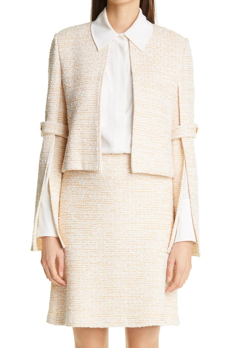 Bouclé Tweed Knit Jacket, Main, color, CREAM/ECRU