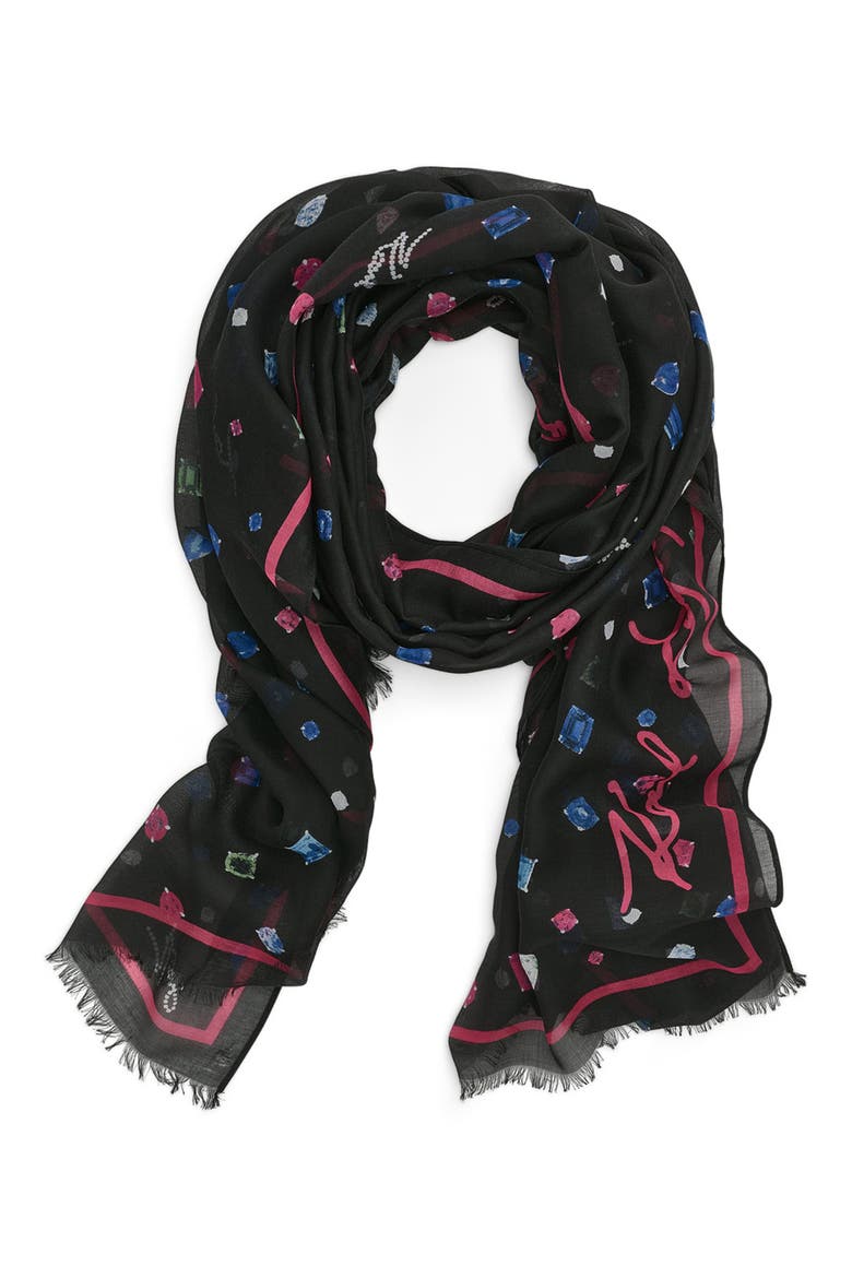 Jewel Logo Scarf, Alternate, color, BLACK