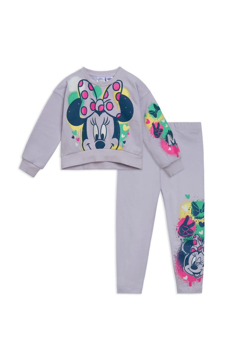 Disney Sweatshirt & Leggings Set, Main, color, Minnie Mouse Purple