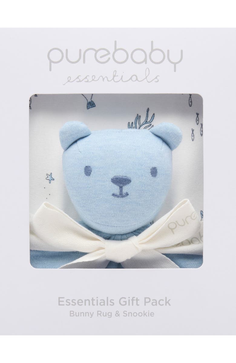 Purebaby Stretch Swaddle & Lovey Gift Pack, Alternate, color, Vanilla Nautical