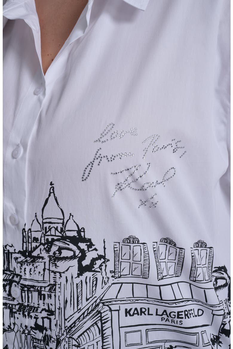 Paris Scene Cotton Poplin Button-Up Shirt, Alternate, color, WHITE