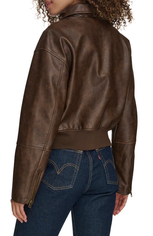 Levi's Faux Leather Bomber Jacket In Saddle