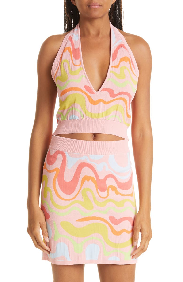 Nicole Miller Women's Waves Halter Sleeveless Sweater, Main, color, 