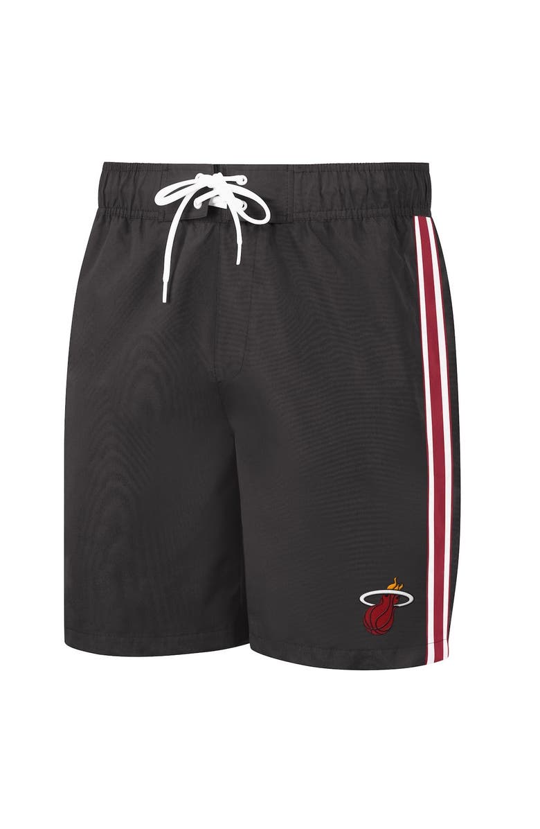 G-III SPORTS BY CARL BANKS Men's G-III Sports by Carl Banks Black Miami Heat Sand Beach Volley Swim Shorts, Alternate, color,
