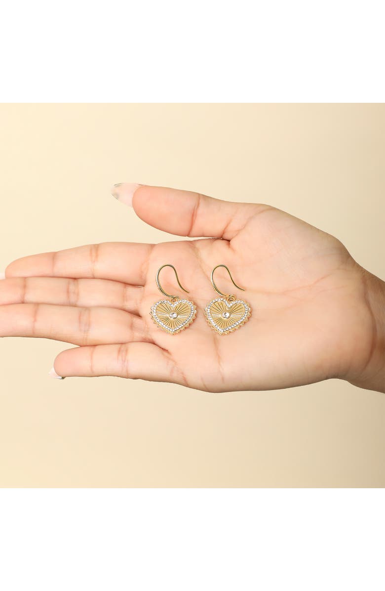 Jessica Simpson Heart Drop Earrings with Rhinestones, Alternate, color, Gold
