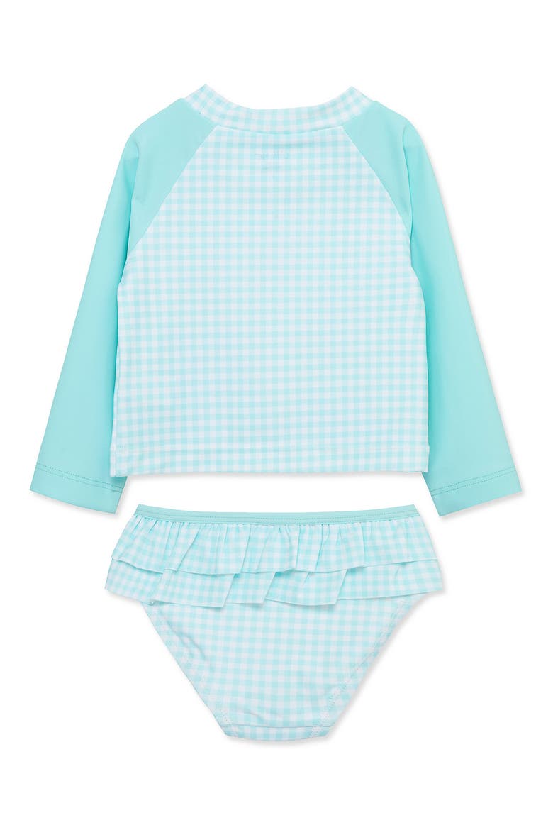 Daisy Rashguard Top & Bikini Bottoms Set, Alternate, color, BLUE