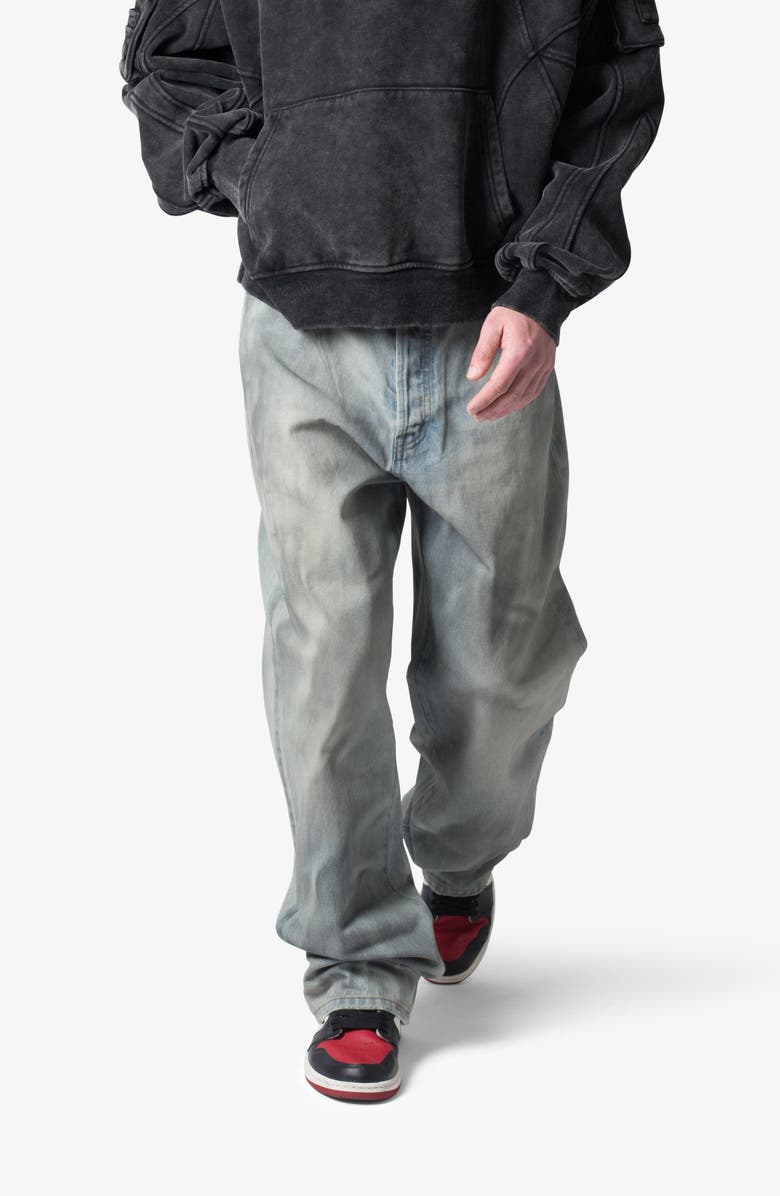 mnml Ultra Baggy Oil Stain Jeans, Alternate, color, Vintage Blue