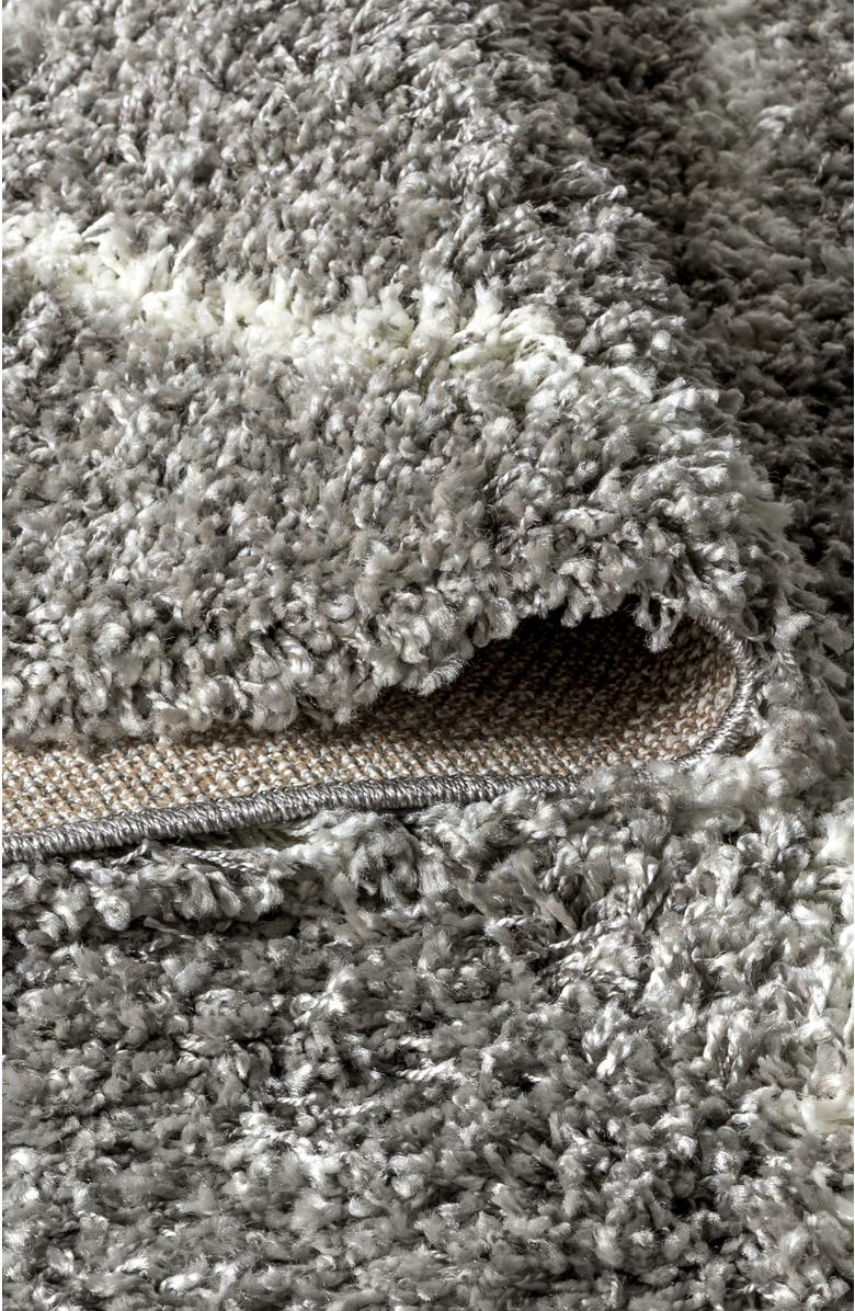 JONATHAN Y Mercer Shag Plush Tassel Moroccan Diamond Denim Area Rug, Alternate, color, Gray/Cream